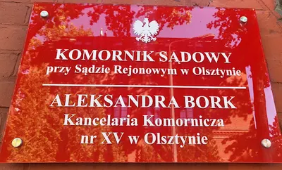 Komornik Sądowy przy Sądzie Rejonowym w Olsztynie Aleksandra Bork
